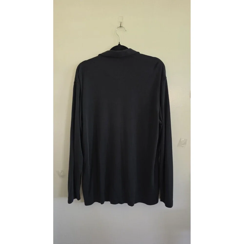 VTG Y2K Perry Ellis Mens L Sheer Shirt Black Button Up 90s Minimalist USA
